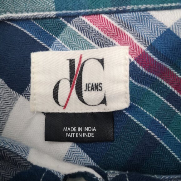 d/c Jeans Ladies Size 2X Made in India Plaid Button Front Shirt - Picture 3 of 9